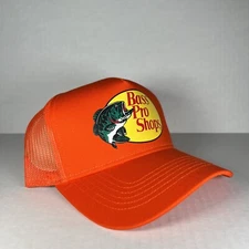 Bass Pro Shop Hat Orange Cap Adjustable Snapback Trucker Hat Fishing Outdoor New