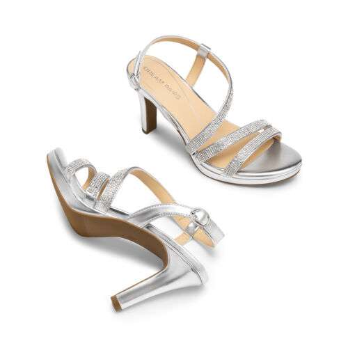 Women Heeled Sandals Platform High Heels Strappy Round Toe Wedding Dress Sandals - Picture 41 of 47