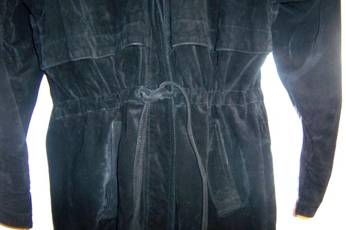 Wilsons Black Suede Leather Hooded Jacket Coat Geuine Suede Leather Coat Size M - Picture 3 of 7