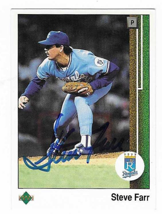 STEVE FARR 1989 UPPER DECK AUTOGRAPHED SIGNED # 308 KANSAS CITY ROYALS
