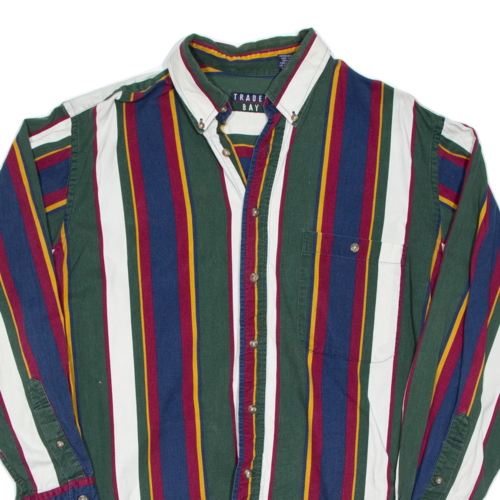 TRADER BAY Mens Shirt Green Striped Long Sleeve L - Picture 2 of 6