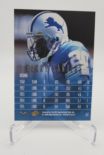 Barry Sanders - 1996 - Skybox - Impact Rookies - Detroit Lions - #147 - Picture 2 of 2