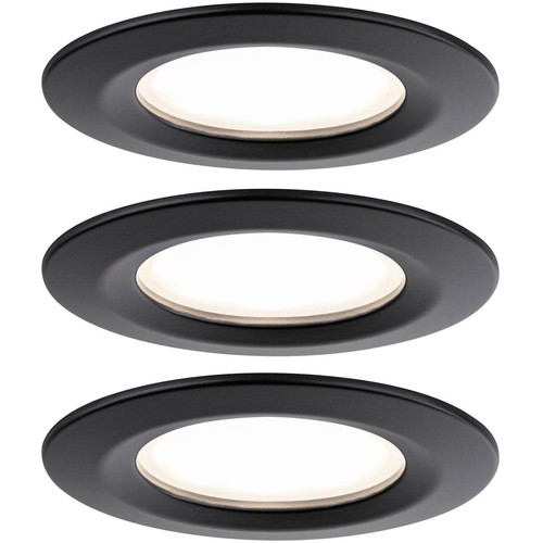 Paulmann 93081 Nova Plus LED Faretto Incassato 18W Nero Dimmerabile Set Di 3