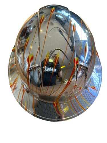 Custom Chrome Lazer Beam Vented Ridgeline FullBrim Hard Hat - Picture 6 of 8
