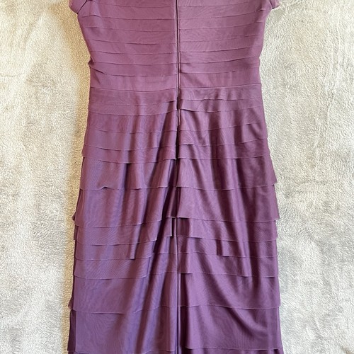 Adrianna Papell Embellished Shutter Pleat Mesh Gown Purple Sz 10P Petite Wedding - Picture 8 of 16