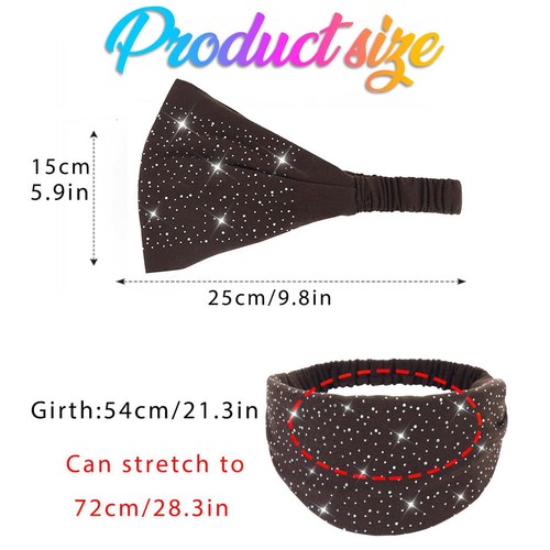 Wide Rhinestone Headbands Sparkly African Head Wraps Bling Head Scarf Motorcy... - Picture 6 of 7