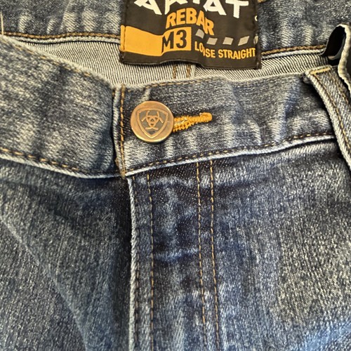 Ariat Rebar M3 Loose Straight Jeans Mens 38x34 Workwear Utility Pockets - Picture 5 of 10