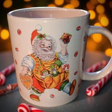 Vtg Sakura Cheryl Ann Johnson Santas Magical Cookies Christmas Coffee Mug Cup 