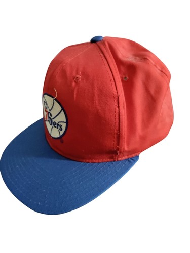 Vintage Philadelphia 76ers Starter Snap Back Hat Basketball NBA Red Blue - Picture 2 of 5