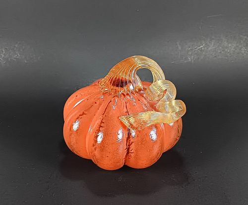 Mundgeblasenes Glas Kürbis orange rustikal Herbst Erntedank Dekor klein 4,5" Figur - Bild 3 von 16