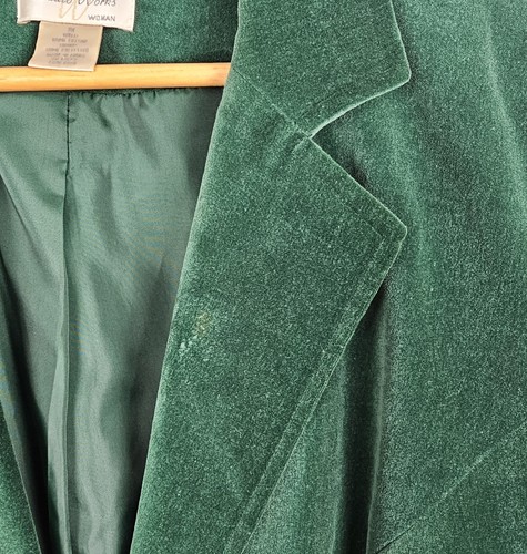 Studio Works Damen grüner Samt Blazer 2X Ein Knopf Urlaub klassische Jacke - Bild 4 von 9