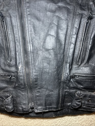 Giacca pelle nera Protech vintage uomo motociclista moto con toppa Triumph taglia 42! - Foto 7 di 24