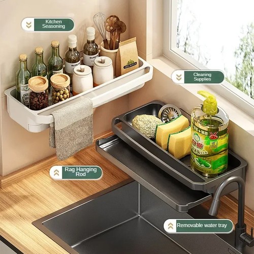 Sponge Holder Drain Rack Kitchen Sink Organizer Dishcloth Self-draining Shelf - Picture 8 of 25