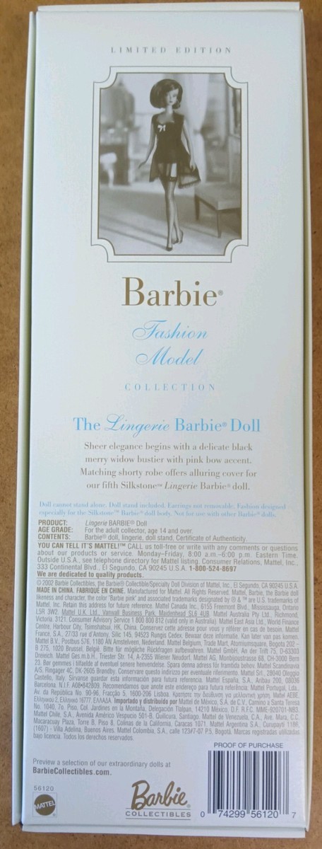 Barbie Fashion Model Lingerie 1度開封 Amazon.com: The Lingerie Barbie #5 Silkstone Barbie Fashion