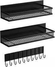 Magnetic Spice Rack for Refrigerator, 3 Pack Shelf 3 Pack, Black 
