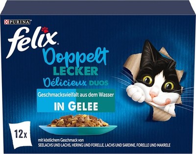 FELIX So gut wie es aussieht Katzenfutter nass in Gelee Fisch 6x 12 Beutel à 85g