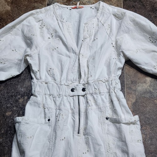 Free People Jumpsuit Damen XS Throw And Go Strampler weiß bestickt Spitze Blumen - Bild 3 von 12