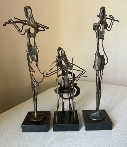 Abstract Bronze Brutalist Musicians Sculptures Decor MCM - Picture 5 of 10