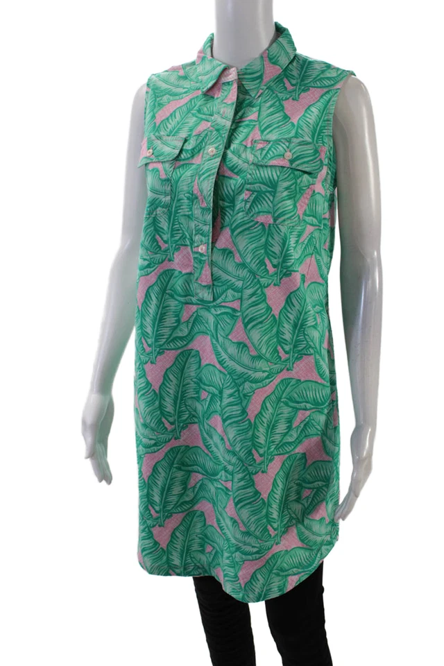 Blusa verde estampada floral cuello en V sin mangas Vineyard Vines para mujer talla 08 Foto 2 de 4