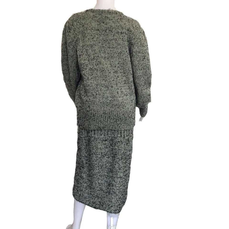 Conjunto de suéter y falda de gran tamaño gris y negro vintage de los años 80 nueva ola talla M Foto 3 de 4