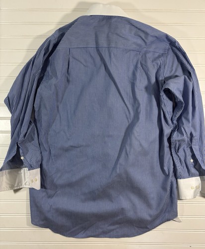 Donald J Trump Oxford Shirt Blue White Stripes Button Up Mens Size 16 32/33 - Picture 20 of 21