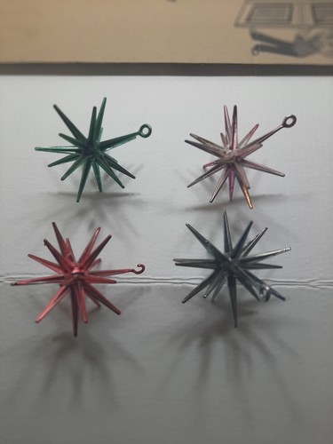 4 VINTAGE SPUTNIK WEIHNACHTSSCHMUCK - ROT, GRÜN, BLAU, ROSA. MCM. LOT 2 - Bild 2 von 6