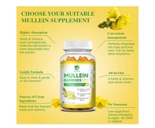 MULLEIN Gummies 9-IN-1 Complex Pinnapple Flavor 60 Vegan Gummies EXP 12/26