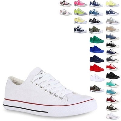 Herren Damen Sneakers Sportschuhe Stoffschuhe Schnürer 71816 Trendy Neu