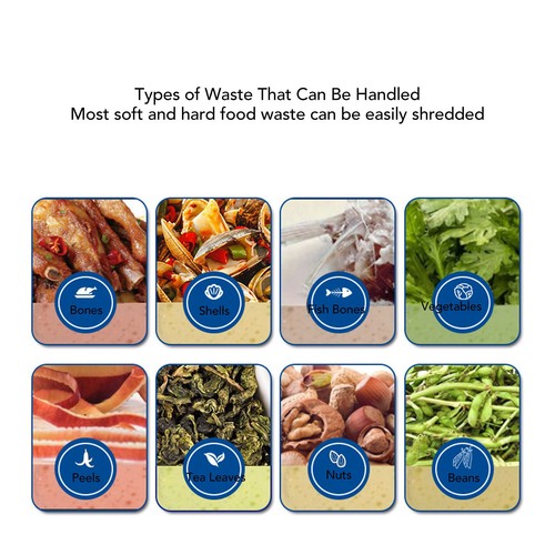 Garbage Disposal 1050ml Capacity Kitchen Food Waste Disposer Low Noise AM - Picture 10 of 24