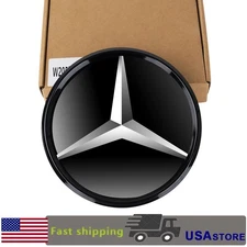 Front Grille Black Star Emblem Silver.Badge For 2013-18 Mercedes Benz W205 W212