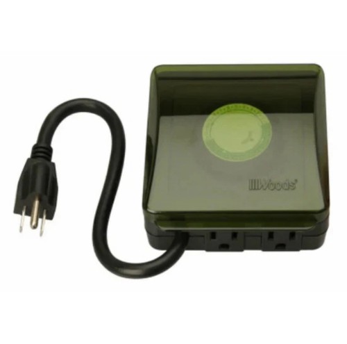 Woods Outdoor 24 Stunden Schwerlast mechanische Steck-Timer 2 geerdete Steckdosen