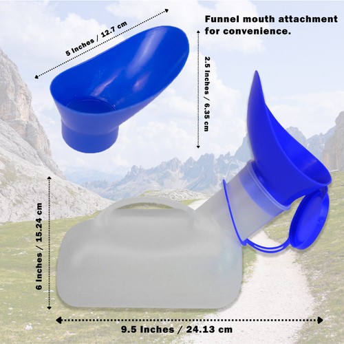Travel Urinal Bottle for Men, Women 1000 mL Car Camping Road Trip Essentials - Picture 3 of 7