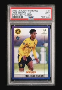 2020 Topps Merlin Chrome UCL Jude Bellingham Purple Refractor /299 (RC) PSA 9