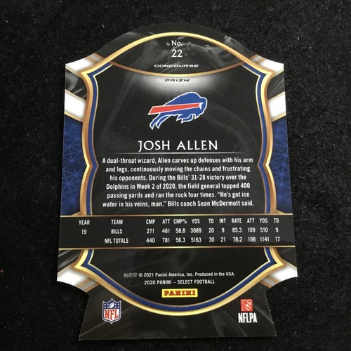 2020 Panini Select Concourse Die Cut Red White Blue Wave #22 Josh Allen Bills - Picture 2 of 2