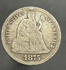 1875 CC Seated Liberty Dime Silver Coin 90%  10 Cents Carson City
