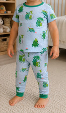 Little Sleepies Leaping Love Frogs Bamboo Pajama Set 12 18M Short Sleeve - 2 pc