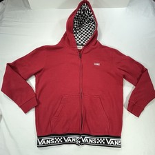 Vans Hoodie Youth Med Red Off The Wall Checkered Embroidered Skater Ware Logo