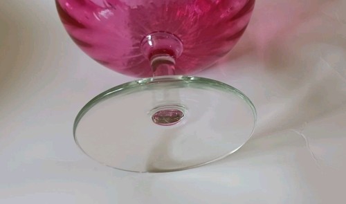 Vintage Large Blown Glass Cranberry Glass Compote 6 Inch - Picture 4 of 4