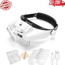 Headband Magnifying Glass with Light, Rechargeable Head Magnifying Glasses 1X to