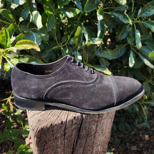 Samuel Windsor Size 11 Suede Oxford Cap Toe Dress Shoes Laced Black BV304 - Picture 5 of 12