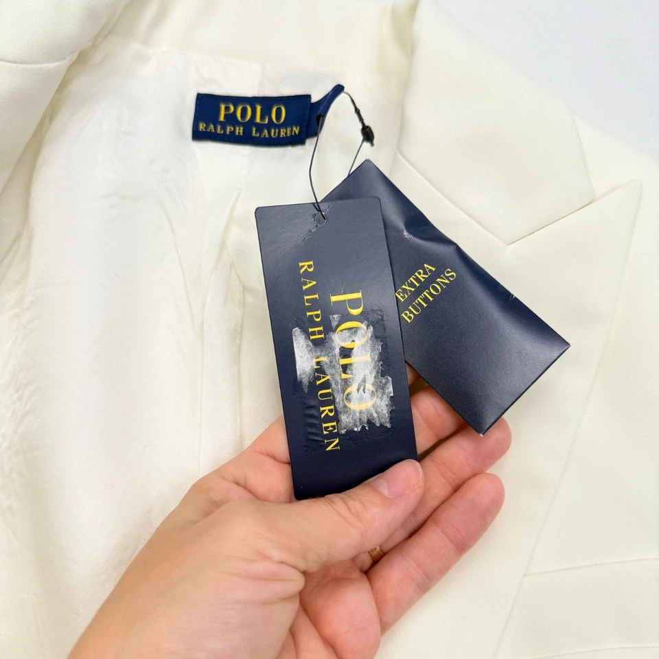 Новый Polo Ralph Lauren Blazer смокинг куртка женский размер 0 укороченный слоновой кости - Изображение 3 из 4