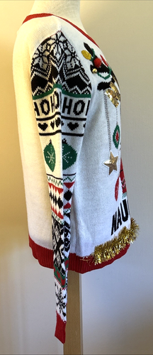 Ugly Christmas Sweater Cat Nice But Naughty No Boundaries Tag L 11-13 - Bild 3 von 9