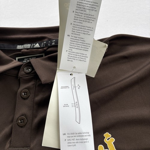Adidas Wyoming Cowboys Primeblue Polo Shirt Brown White Size L NWT - Picture 6 of 13