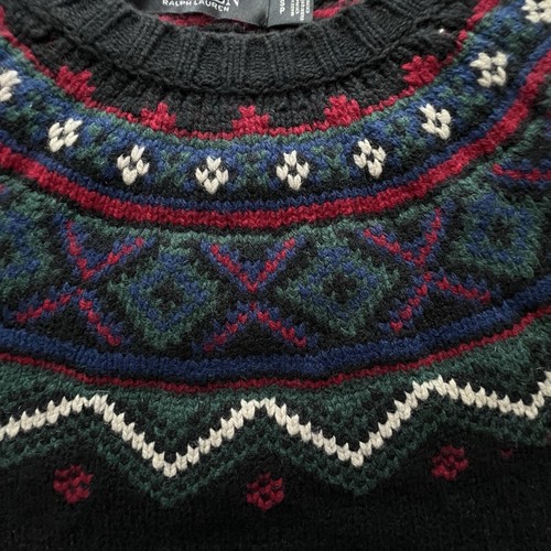 LAUREN Ralph Lauren Fair Isle Wool Blend Sweater Womens Small Black Crewneck - Bild 11 von 22