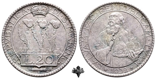 SAN MARINO 20 lire 1932 ARGENTO Vecchia monetazione