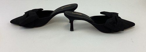 LARROUDE Mini Elle Pump 8.5 Black Luxe Fabric Pointed Toe Bow Kitten Heel 38.5 - Picture 11 of 15