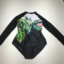 Womens Long Sleeve Rash Guard UV Protection Zipper Floral Surfing One Piece L