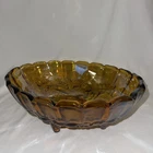 Vintage Carnival Glass Amber Iridescent Fruit Bowl Bx55