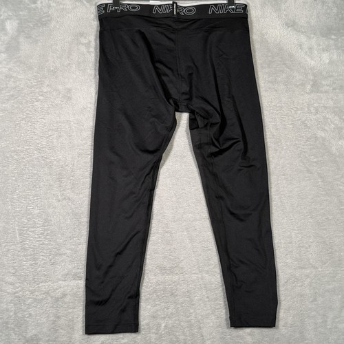 Nike Pro Dri-FIT Pants Mens L Black Compression 3/4 Tights Training DD1919-010 - Picture 5 of 9