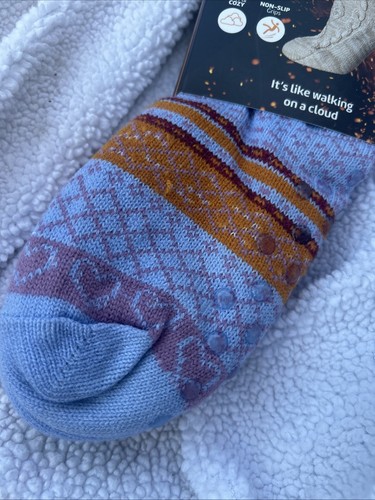 New Heat Trendz Sherpa Slumber Socks 1 Size Fits All Multicolor Stripes Unisex - Picture 3 of 8